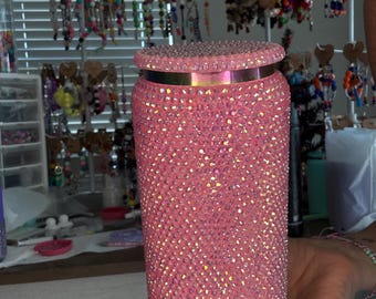 Vasos de acero inoxidable de 40 oz y 16 oz con diamantes de imitación personalizados: hechos a mano / ¡Elige tu color!