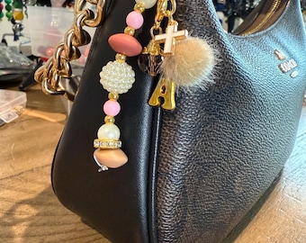 Handmade Beaded Bag Charm: Elegant Purse Accessory, Gift for Her