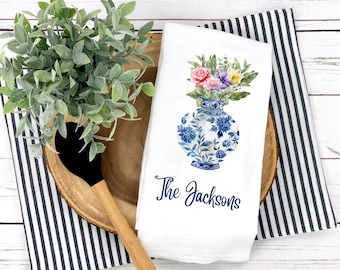 paño de cocina con la flor del mes de nacimiento