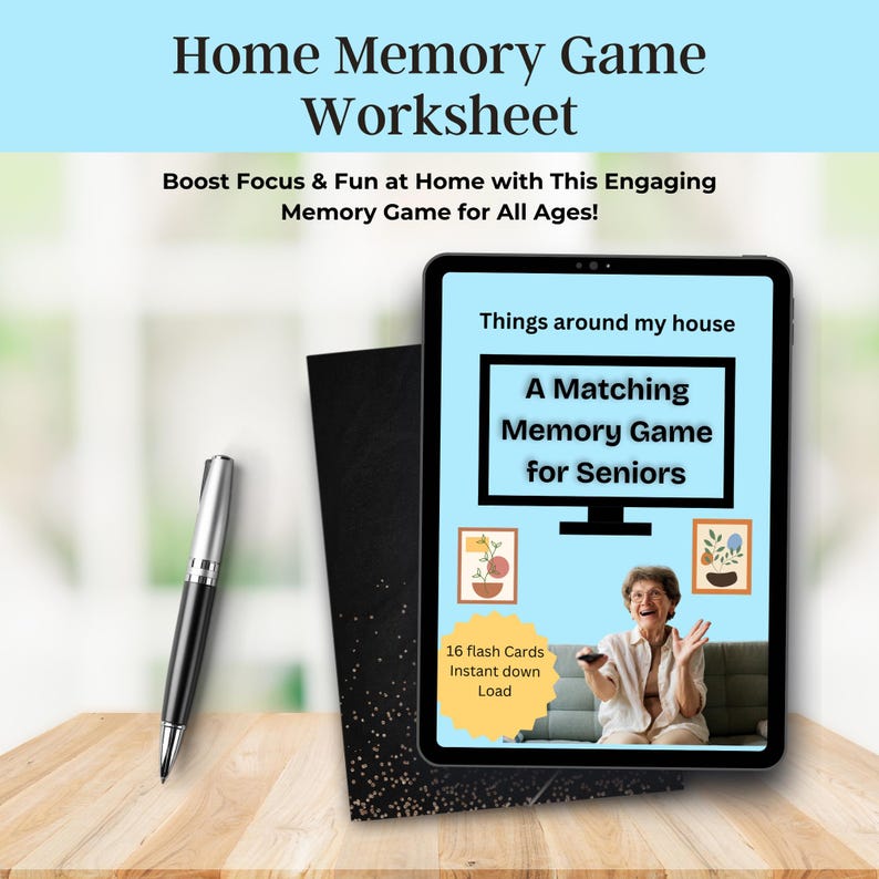 Home Memory Game Worksheet | Printable Brain Exercise for Seniors (PDF ...
