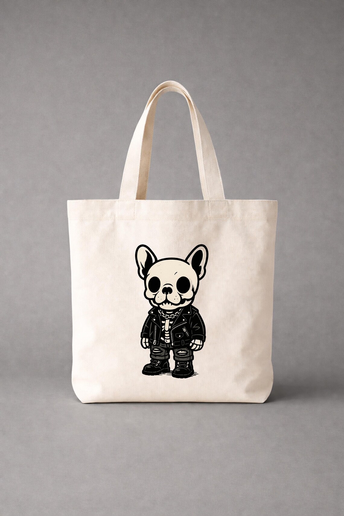 French Bulldog Punk Rocker Tote Bag – Goth Frenchie Bulldog Canvas ...