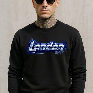 London Y2K Sweater | England Cyber Punk UK Graphic Pullover | UK Streetwear | 2000s Era London Sweatshirt