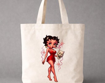 Tattoo-Inspired Betty Boop Tee – Vintage Pin-Up Canvas Tote Bag