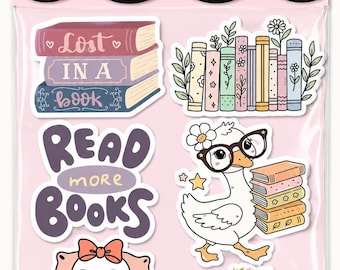 Girly Bookish Sticker Pack | Reader Stickers | Book Lover Decals | Reading Stickers | Coquette Bookworm Gift