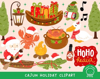 Cajun Christmas Clipart Set, Bayou Holiday PNG (Digital Download)