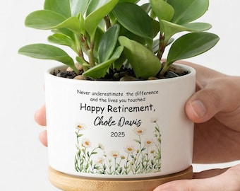 Personalized Retirement Plant Pot, Happy Retirement Gift Flower Pot , Custom Retirement Gift for Women, Coworker Gift,
