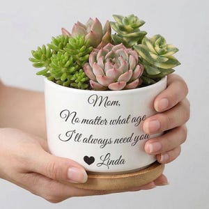 Personlig mammaplanterskruka, Anpassat namn suckulentplanter, Present till mamma från dotter, Mors dag-planterskruka, Sentimental mammapresent