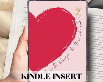 Printable Heart Kindle Insert for Clear Case | Book Lover Accessory | Romance Reader | Instant Download