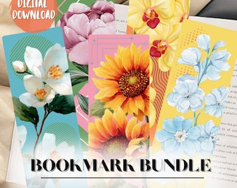 Floral Printable Bookmarks | 5 Digital Bookmark Set (Instant Download)