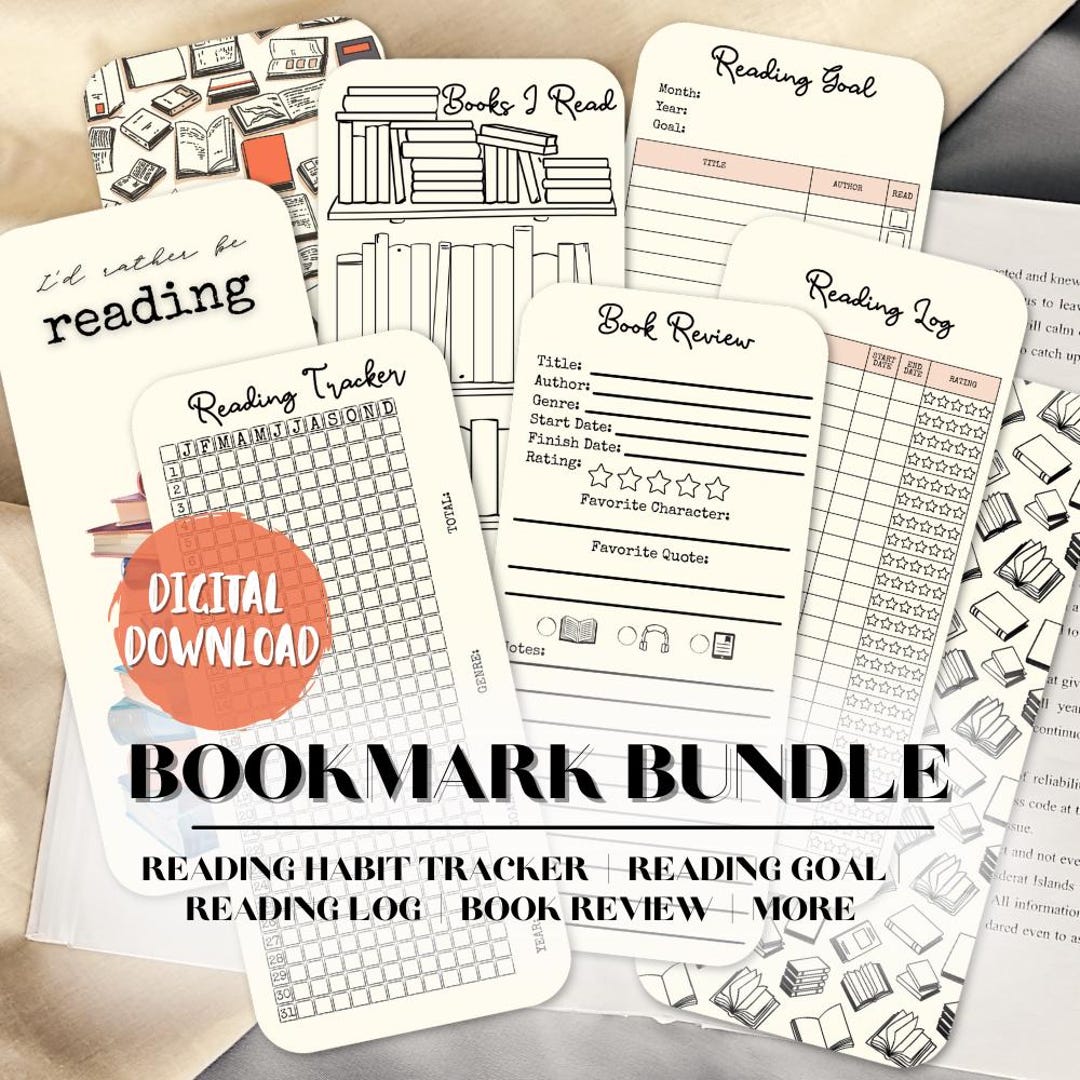 Reading Journal Printable Bookmark Bundle (digital Download) Tracker ...