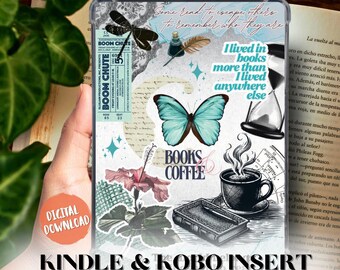 Teal Book Lover Printable Kindle Insert: Cozy Reading Screen (Digital Download)