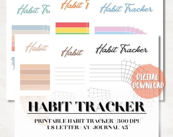 Minimalist Habit Tracker Printable, Planner Inserts (Digital Download)