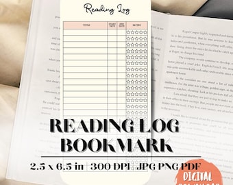 Reading Log Printable Bookmark (Digital Download)