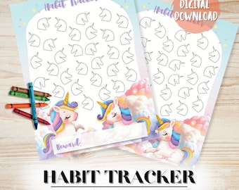 Unicorn Habit Tracker | Kids Routine Chart (Printable PDF)