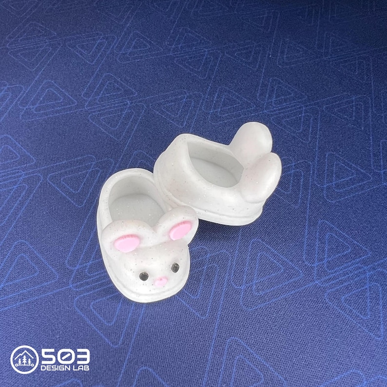 Bunny Slippers for Labubu Glitter White & Pink
