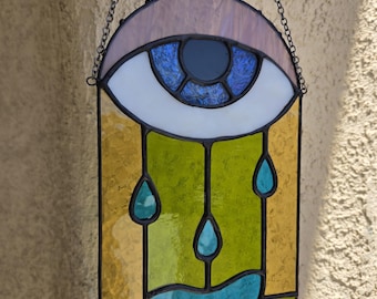 Huilend oog glas-in-lood suncatcher