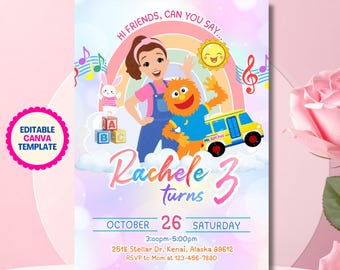 Editable Ms Rachel Birthday Invitation, Miss Rachel Kids Invitation, Printable Kids Invite, Toddler Invite, Ms. Rachel Birthday Themed Party