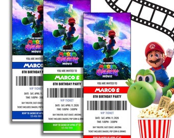 Editable Super Mario Galaxy Movie Ticket Invitation, Super Mario Birthday Party Invitation, Mario Galaxy Movie 2026 Ticket, Printable Invite