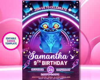 Editable Derpy The Tiger Birthday Invitation, Kpop Demon Hunters Invitation, Huntrix Derpy Birthday Themed Party, Printable Kids Invite