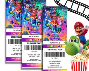 Editable Super Mario Galaxy Movie Ticket Invitation, Super Mario Birthday Party Invitation, Mario Galaxy Movie 2026 Ticket, Printable Invite
