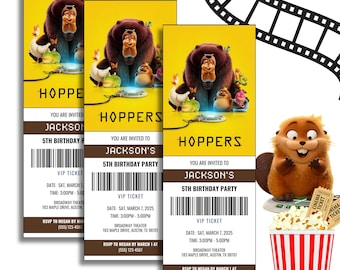 Editable Hoppers Movie Ticket Invitation, Hoppers Birthday Party Invitation,  Hoppers Movie 2026 Tickets, Printable Hoppers Movie Invites