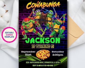 Editable Ninja Turtles Birthday Invitation: Printable Party Invite (Digital Download)