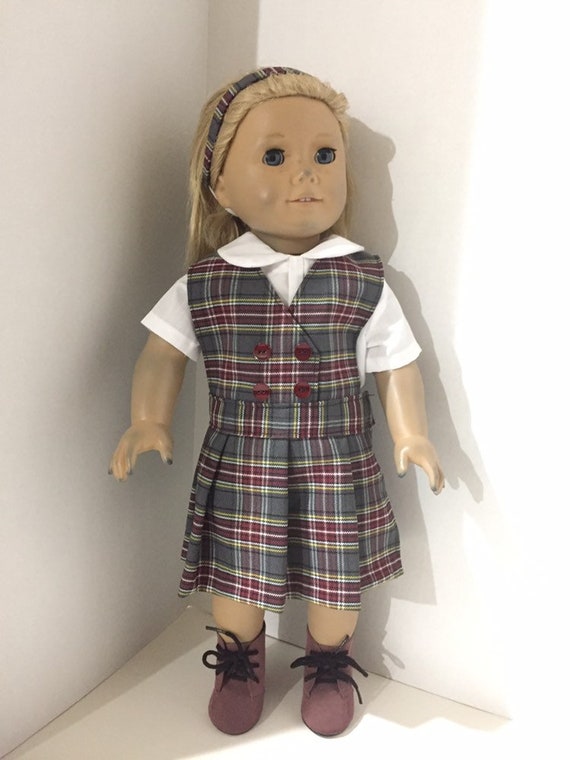 Doll Clothes School Uniform Lands End White Plaid fits 18 inch American Girl