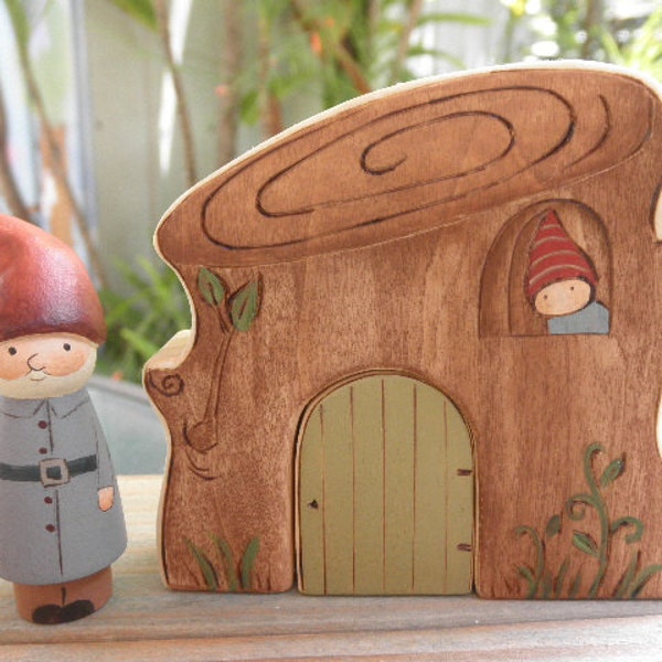 Jouets-arbre tronc Habitat-Peg poupée en bois-faire semblant de jouer - Waldorf inspiré