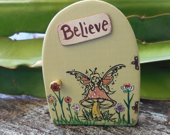 FAIRY DOOR-Mini WoodenFAIRY DOOR- Whimsical-Light Green-Toy-Home Décor-Pretend Play