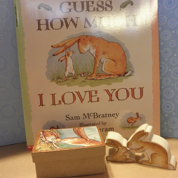 Wood Toy Set In Box-Guess How Much I Love You- Story Book Series-Waldorf Inspiredm