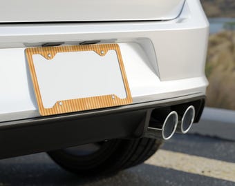 Randig gul metallram för registreringsskylt | Ram för bilskylt i rostfritt stål