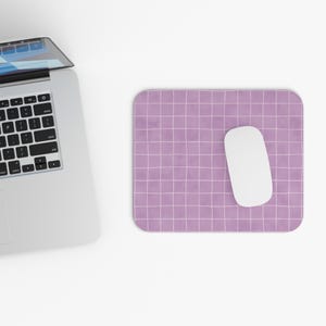 Lavender Grid Mouse Pad | Purple Checkered Desk Mat