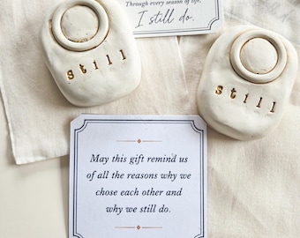 Anniversary Keepsake Gift, Handmade Anniversary Stone, "I Still Do" Vow Reminder with Reflection Card