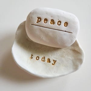 Handmade Mindfulness Gift Set with Peace over Worry Stone, Self Care Gift, Anxiety or Stress Relief Gift, Encouragement Gift
