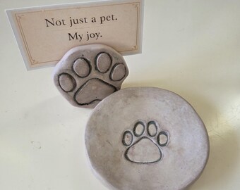 Handmade Paw Print Trinket Dish & Message Holder Set – Pet Lover Gift