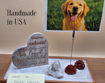 Pet Memorial Keepsake Photo Holder – Geode & Resin Flower Sympathy Gift