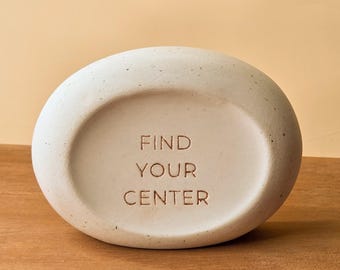 Hand-cast Stone Blend Grounding Stone, Find Your Center Mindfulness Gift