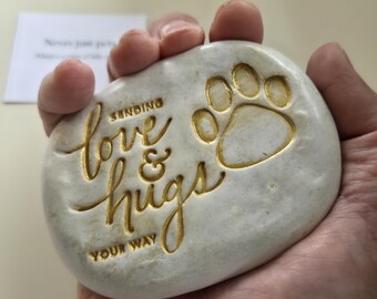 Pet Memorial Stone, Paw Print Keepsake, Dog Cat Loss Sympathy Gift