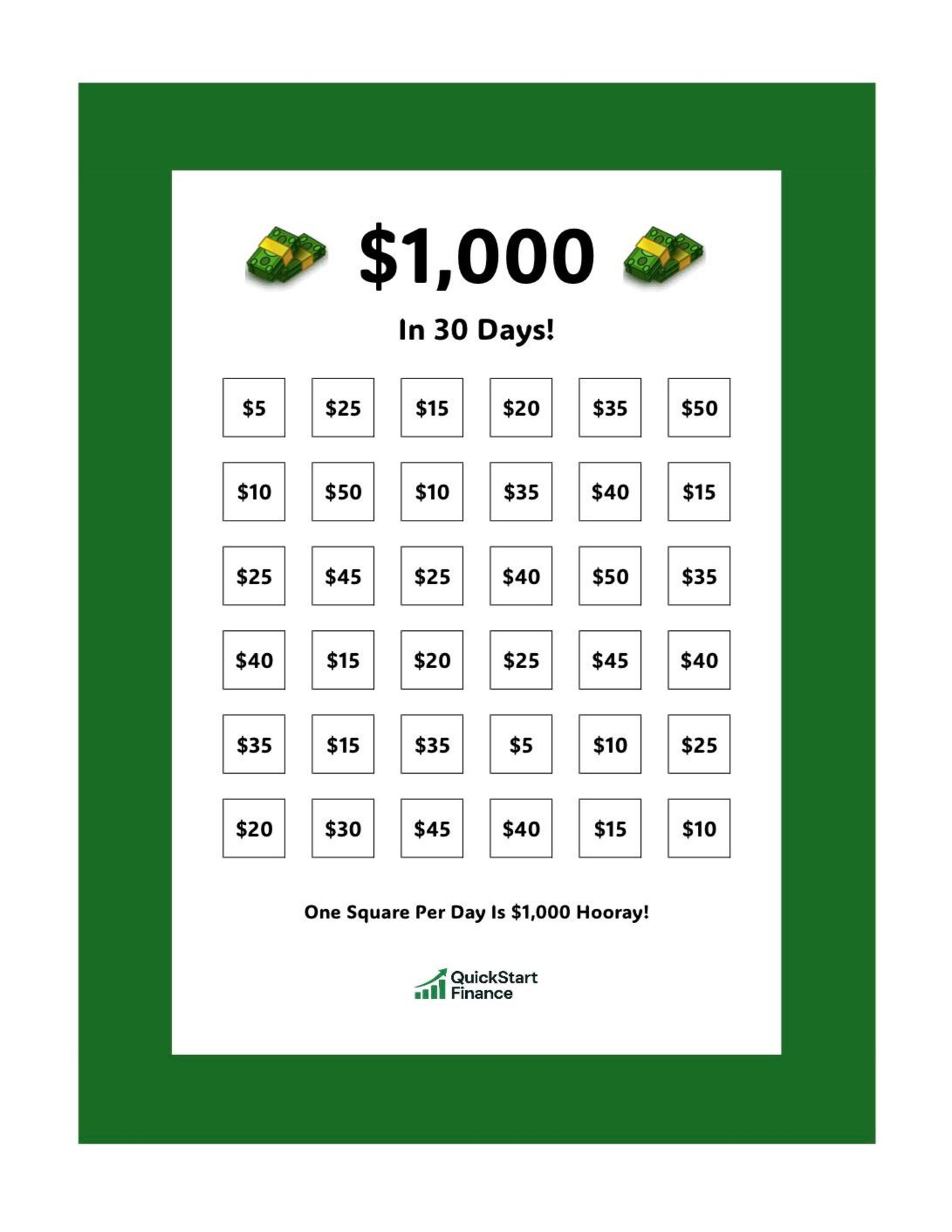 Money Saving Challenge Printable | Save 1000 in 30 Days! | Savings ...