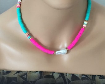 Multicolore necklace,Boho friendship,Pearl necklace,gift for her,everyday use,same day shipping,African beads