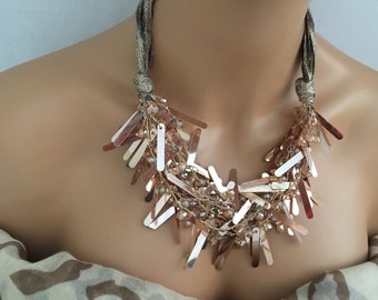 FREE shipping,Bib Necklace,ribbon necklace,Statement Jewelry,Gift for her,layered short necklace,same day shipping,