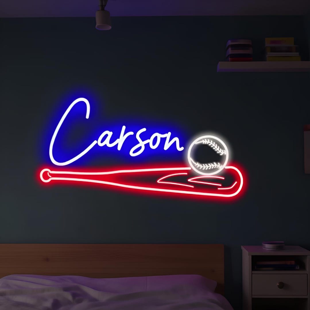 Custom Baseball LED Neon Sign, Kid's Bedroom Nursery Wall Decor, - Etsy
