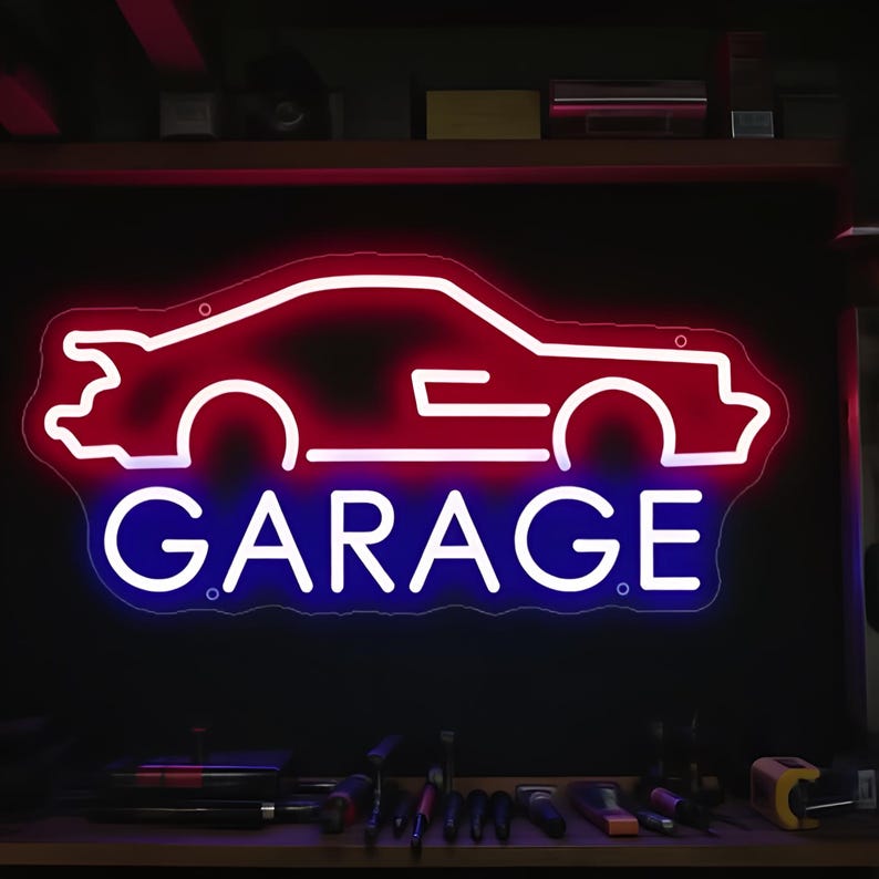 Custom LED Neon Garage Sign – Car Logo Man Cave Wall Art, Auto Shop ...