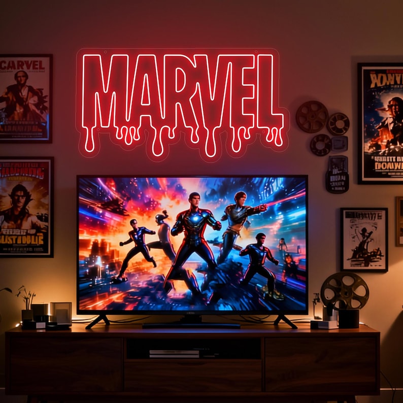 Dripping Marvel Neon Sign, Custom Room Décor Light, Superhero Neon Sign ...