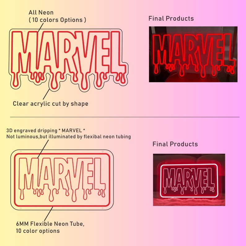 Dripping Marvel Neon Sign, Custom Room Décor Light, Superhero Neon Sign ...