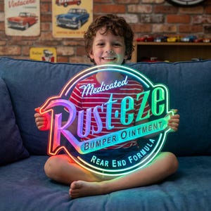 Custom Rusteze Racing Multi Color Light, USB Retro Gas Station LED Light, Car Themed Wall Decor, Man Cave Art, Auto Garage Sign