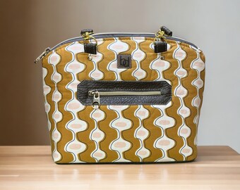 Retro Print Neutral Shoulder Bag