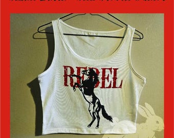 Original Hand Silk Screened Tank Top, Rebel Stallion, Chasing Rabbits Graphic Tee