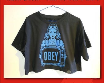 Original Hand Silk Screened T-Shirt, Obey, Alice, Chasing Rabbits Graphic Tee