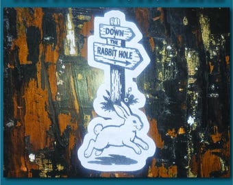 Handmade Screen Printed Patch, Sew On & Iron On, Down the Rabbit Hole, Denim Jacket Patch, Cotton Patch